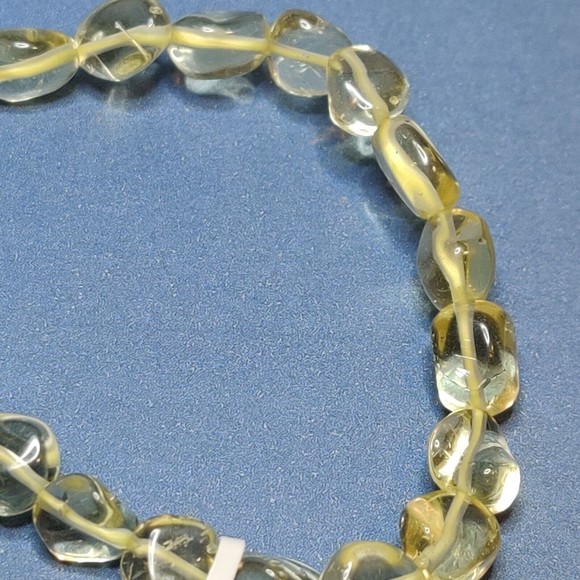 LEMON QUARTZ STRETCHY NUGGET BRACELET NATURAL STONE w/ FREE FELT POUCH - Picture 5 of 7